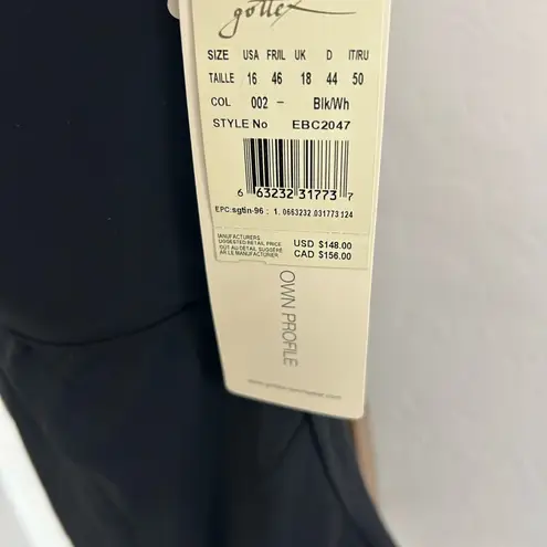 Profile by Gottex Women's Belle Curve Bandeau Swimdress Black White Size 16 New