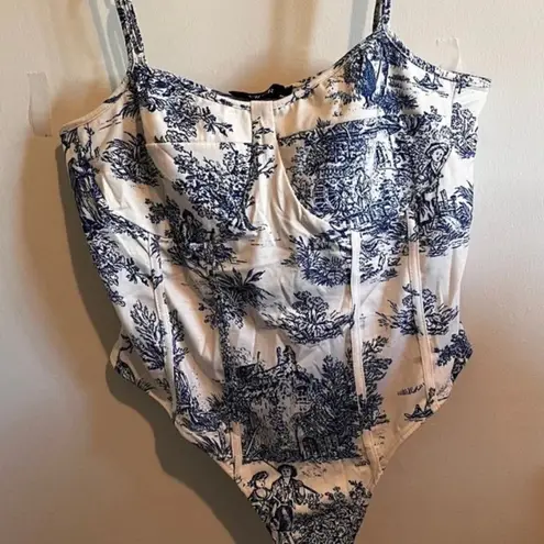 NWT Toile Print Bodysuit Blue Size 4X