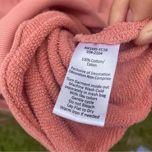 ATM Womans French Terry Cotton Quarter Zip Pullover Sweatshirt Small Rose Pink