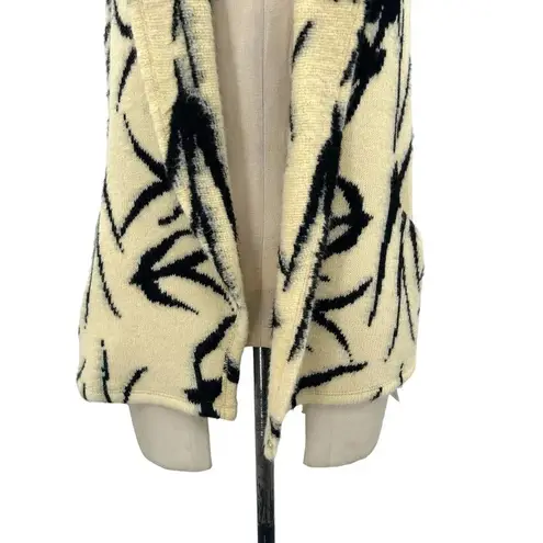 Rory Beca Cream & Black Bird Print Sweater Knit Vest Size Small