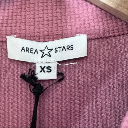 Area Stars Waffle Zip Bomber Jacket Cropped Utility Mauve Pockets Size XS NEW Pink