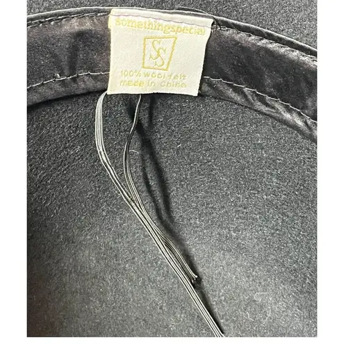 Something Special Cloche Bucket Hat Womens 100% Wool Felt Flower Feathers Black