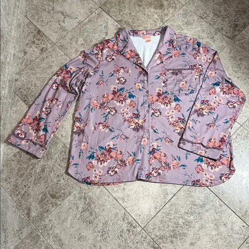 Power 2 The Flower Floral 2pc Pajama Long Sleeve Pant Set Size 2X Purple
