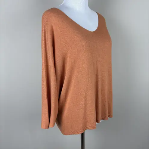 Made in Italy Sweater Top Womens Large Orange 3/4 Sleeve Dolman V