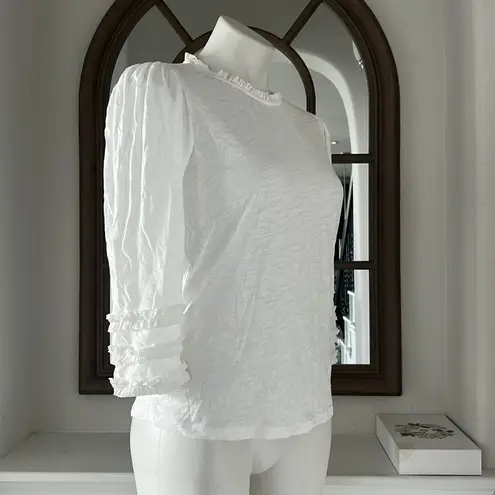 Goldie Pima Cotton Ruffle Trim Tee in White, Size M New w/Tag $125