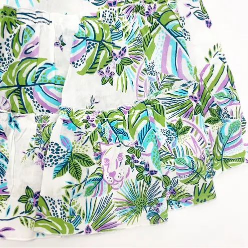 Poupette St. Barth Soledad Smocked Mini Dress Aqua Rain Forrest Tropical Jungle