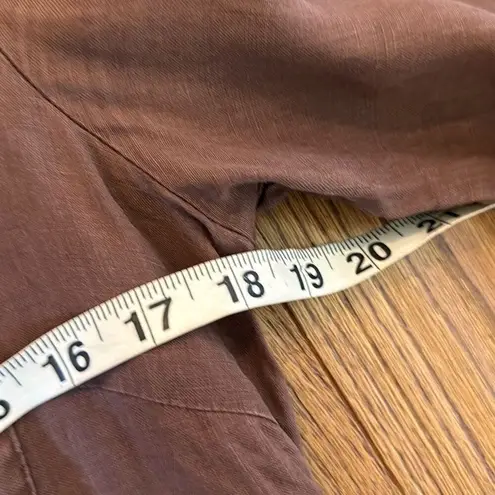 E.Col.o.gie brown 100% linen hidden button blouse M Brown Size M