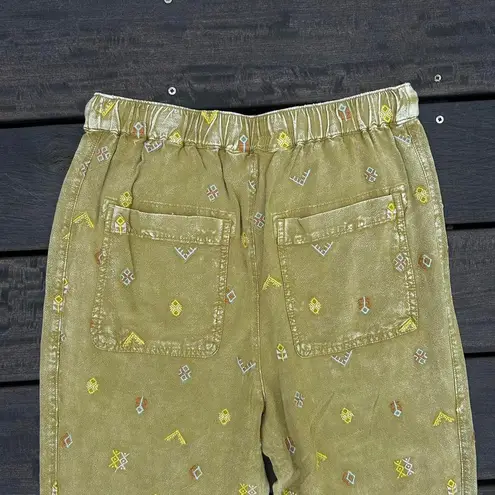 Mustard Yellow w/ Aztec Graphic Embroidery The Cottage Pilcro Anthropologie Pant Size XS
