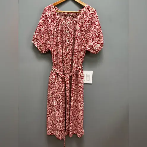 Faherty Carmel Dress Spice Red Sunrise Floral L