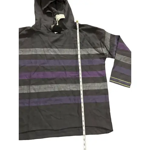 Lemlem 100% merino wool womens large lilac hooded poncho shirt NEW