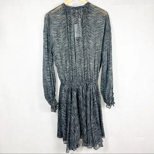 ANINE BING Elliana Asymmetrical Zebra Print 100% silk mini dress