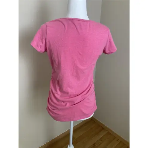 Motherhood Maternity Pink Hey Girl Ruched Tee Size Small (A5)