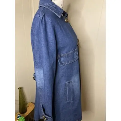 vtg tommy hilfiger Women’s Button Front Distressed Denim Blue jean Coat M EUC Size M - Image 6