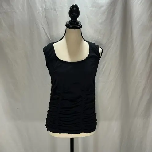 LAST TANG0 Black L/XL Sleeveless Scoop Neck Ruched Tank Top Size L