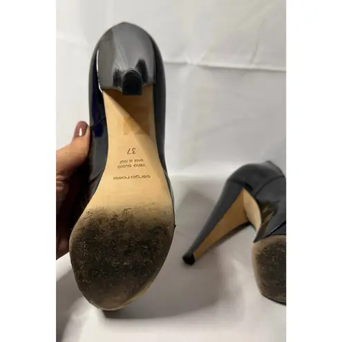 Sergio Rossi Black Patent Leather Peep Toe Platform Pump sz. 37EU, 6.5US