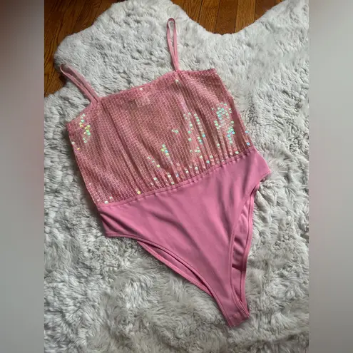Vintage 90s escada by margaretha ley designer sequin pink bodysuit size 40