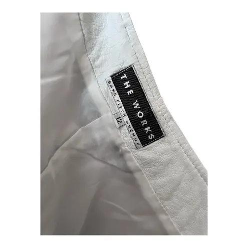 Saks 5th Avenue The Works Saks Fifth Avenue Vintage 80s Leather White Pencil Skirt Size 12