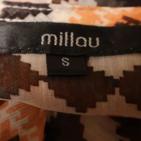 Southwestern Print Sheer Kimono Cardigan Lightweight Tie Front Cover Up Size S Orange