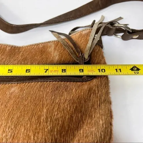 Maurizio Taiuti Italy Pony Calf Fur Brown Leather Crossbody Purse / Bag