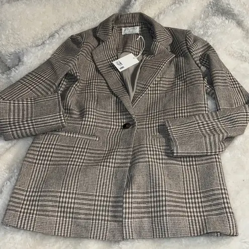 Z Supply NWT  Anna Plaid Blazer - Milkshake