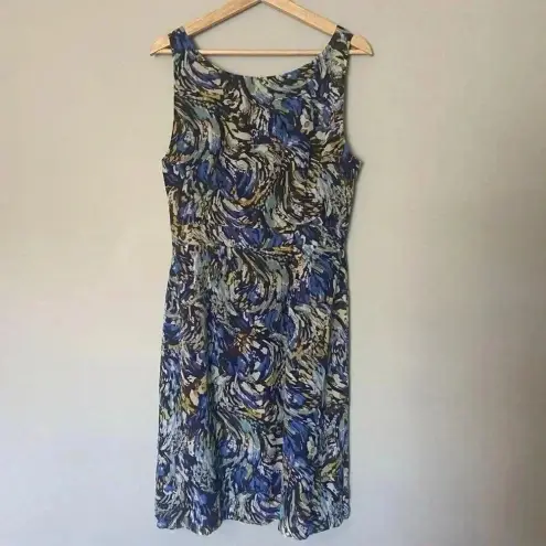Anthro Moulinette Soeurs Oak Apple 100% Silk Dress Size‎ 12 Blue