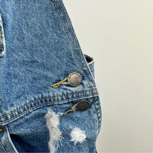 Carmar Denim Medium Wash Distressed Cropped Straight Leg Overalls Size S Blue