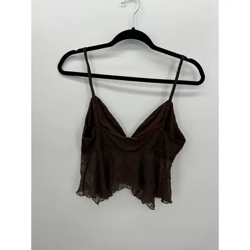 SheIn Y2K Bratz Babydoll Cropped Tank Top Size M Fairy Brown Festival Boho Grunge