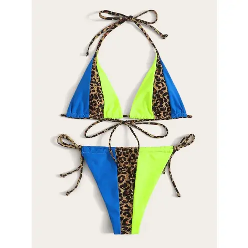 SheIn  Colorblock Triangle Tie Side Bikini Swimsuit Size M.