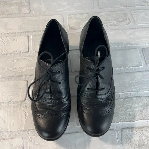 Born Womens Naleigh Oxford Pumps 8.5 Black Lace Up Shoes Wingtip Low Heel Retro