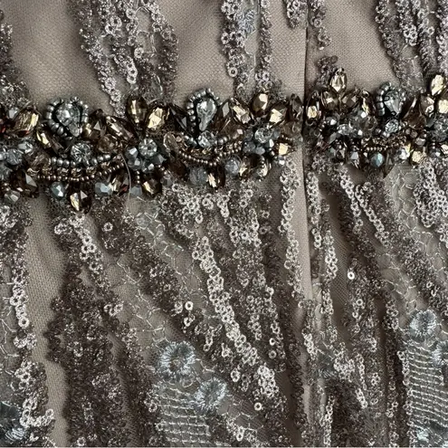 Mac Duggal Embellished Long Sleeve Plunge Neck Gown 79358 Gold Formal 16