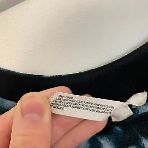 Soma Blue Black Tie Dye Ruched Drawstring Tie Asymmetrical Boho Maxi Tank Dress