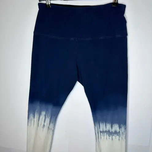 Lysse  High Rise Blue White Tye Dye Ombre Athletic Leggings Pants Women's Large