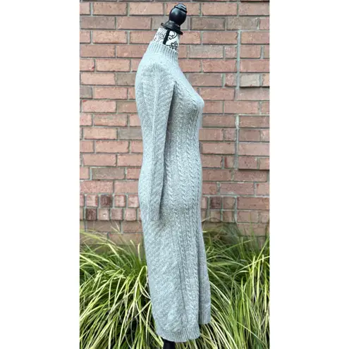 Tahari GUC Women's Light Gray Mock Turtleneck Sweater Midi Dress XS