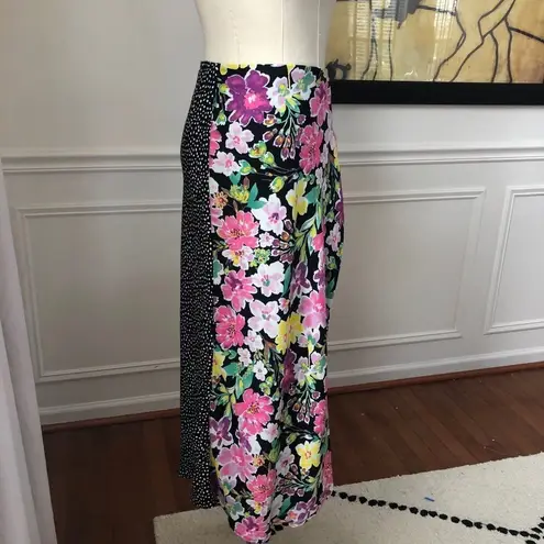 NWOT 4SIENNA Floral Micro Dot MIDI Skirt Small Black