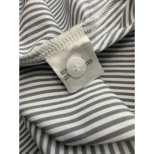 Aisew Button Front Shirt Womens L Pin Striped Long Sleeve Collared Gray NEW Size L