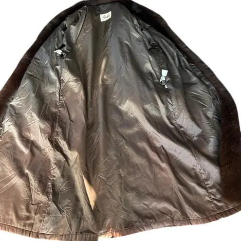 Vintage Rallee Leather Fox Fur Coat Sz L Chocolate Brown Thermolite Maximalism Size L