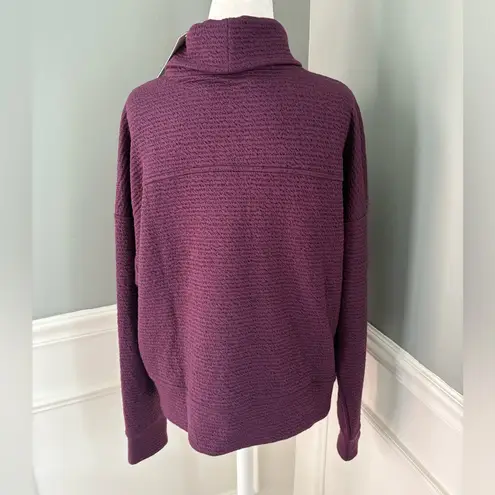 NWT CALIA Lunar Jacquard Funnel Neck sweatshirt in Velvet Plum size large. Purple