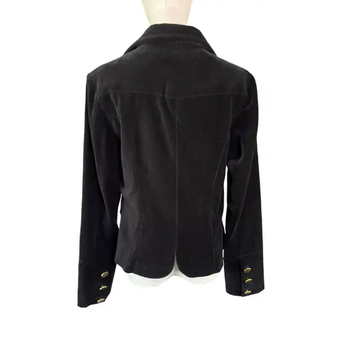 Twentyone Black Velvet Blazer Gold Crest Buttons Women’s Size L Elegant Jacket