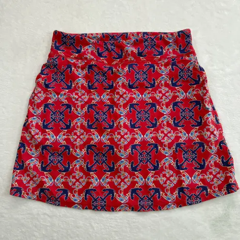Spunwear Skort Anchor Print Athletic Golf Tennis Pockets Red XS