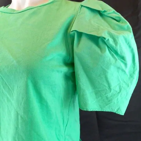 ZARA  size Large green Voluminous Ruffled balloon short Sleeve top