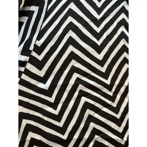 Marina Rinaldi Women Black White Printed Satin Top Size 20 Herringbone