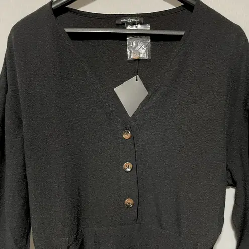 Area Stars New Long Sleeve Button Front Belted Jumpsuit Bella Black Size XS