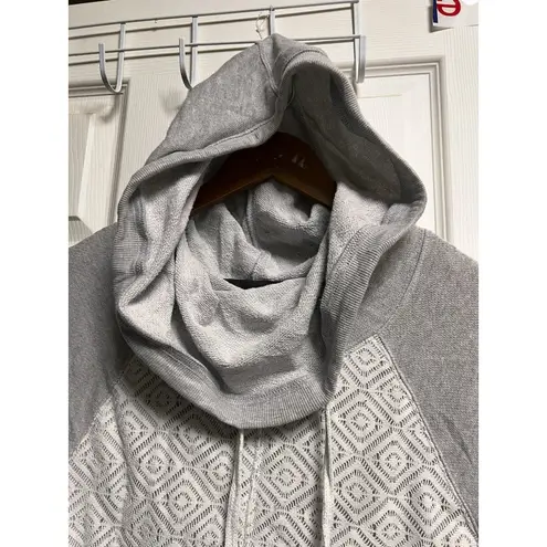 Miss Chievous 025-006 Hoodie Womens M Gray Lace Crochet Over Front Casual