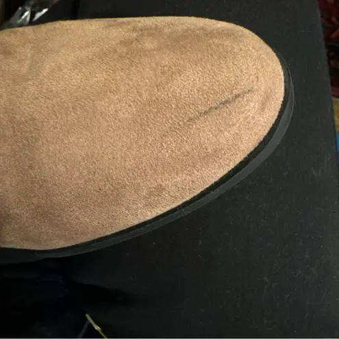 Weeboo women’s knee high boots, tan faux suede with faux fur strip accent, US 8M Size 8