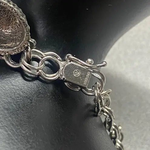 Vintage Sterling Silver Link Bracelet with Iconic Eiffel Tower Charm 8.25 Inch