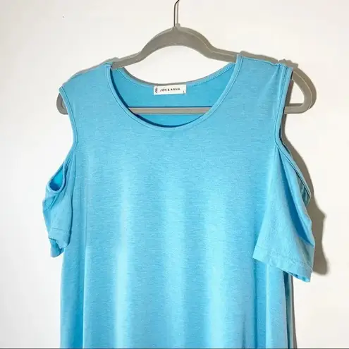 Jon & anna New York Sky Blue Cold Shoulder Dress L Beach Coverup Vacay Cruise Lg