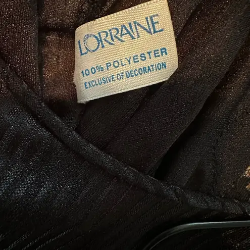 Vintage Lorraine Black Silky Nightgown Chemise Slip Dress Size Small Petite