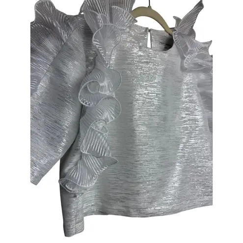 Marisa Baratelli Thai Silk Ruffle Top Sz. 6 White