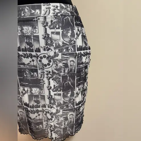 Daisy Street NWOT Anime Black & White Mesh Mini Skirt size 8