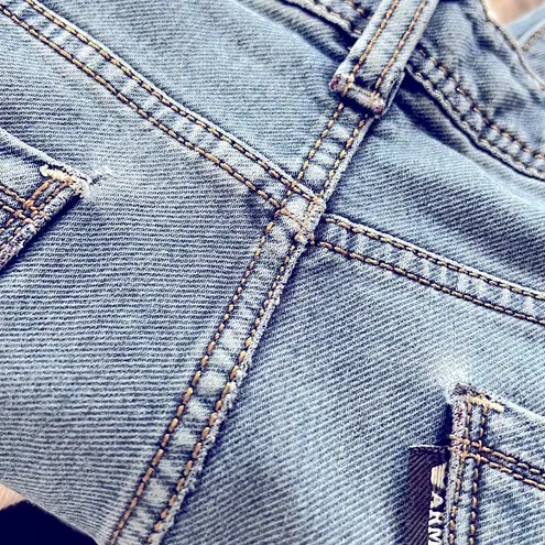 Emporio Armani Blue Jeans w/Leather Patch, Size 32